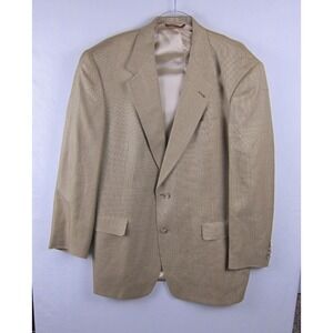 Vintage Hart Schaffner Marx Blazer Men's 42L Cream Beige Fine 100% Wool Plaid